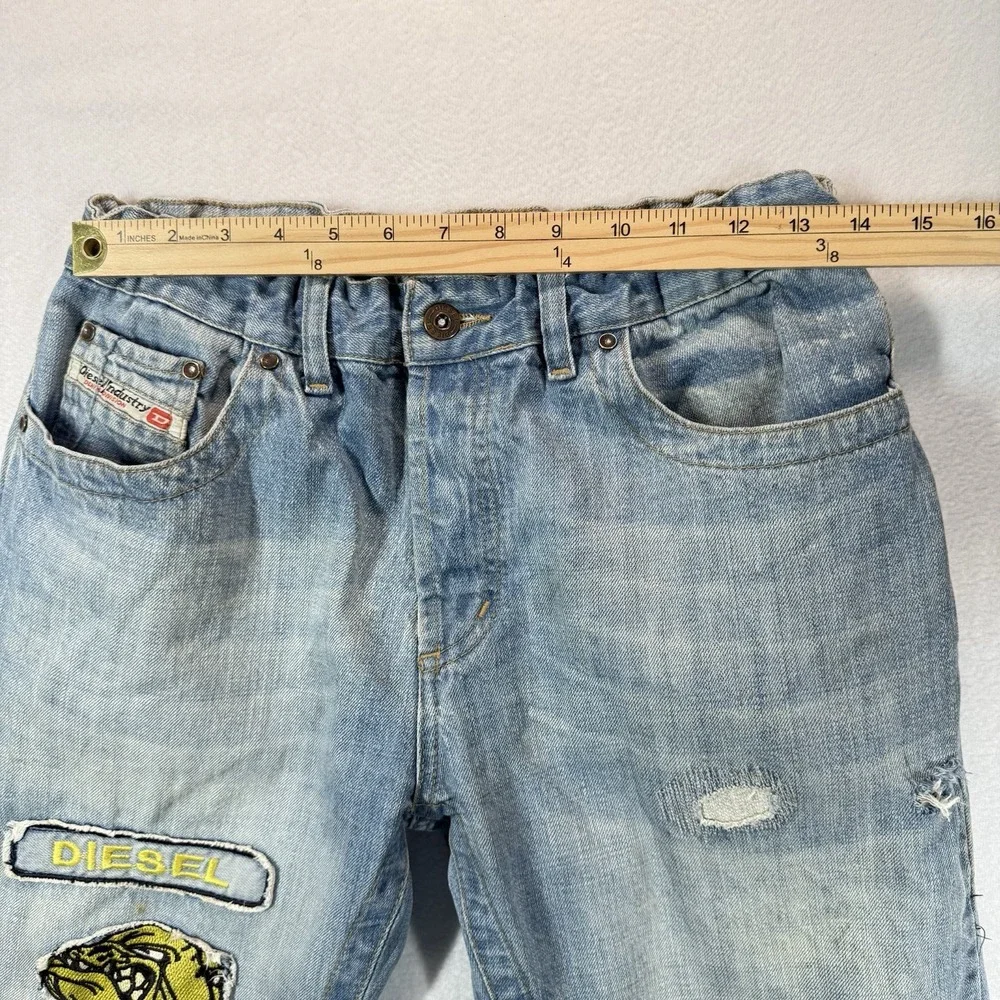 Diesel Jeans Mens 26x34 Straight Leg Elastic Waist Division Patch Vintage Rare‎